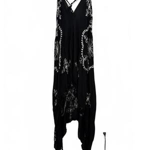 Long Flowy Black WhimsyGoth Bohemian Hi Lo Halter Top